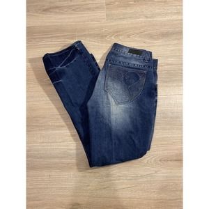 Vintage G TTON Skull Embroidered Mens Jeans Sz 34 X 30 Skate Goth Skinny Fit